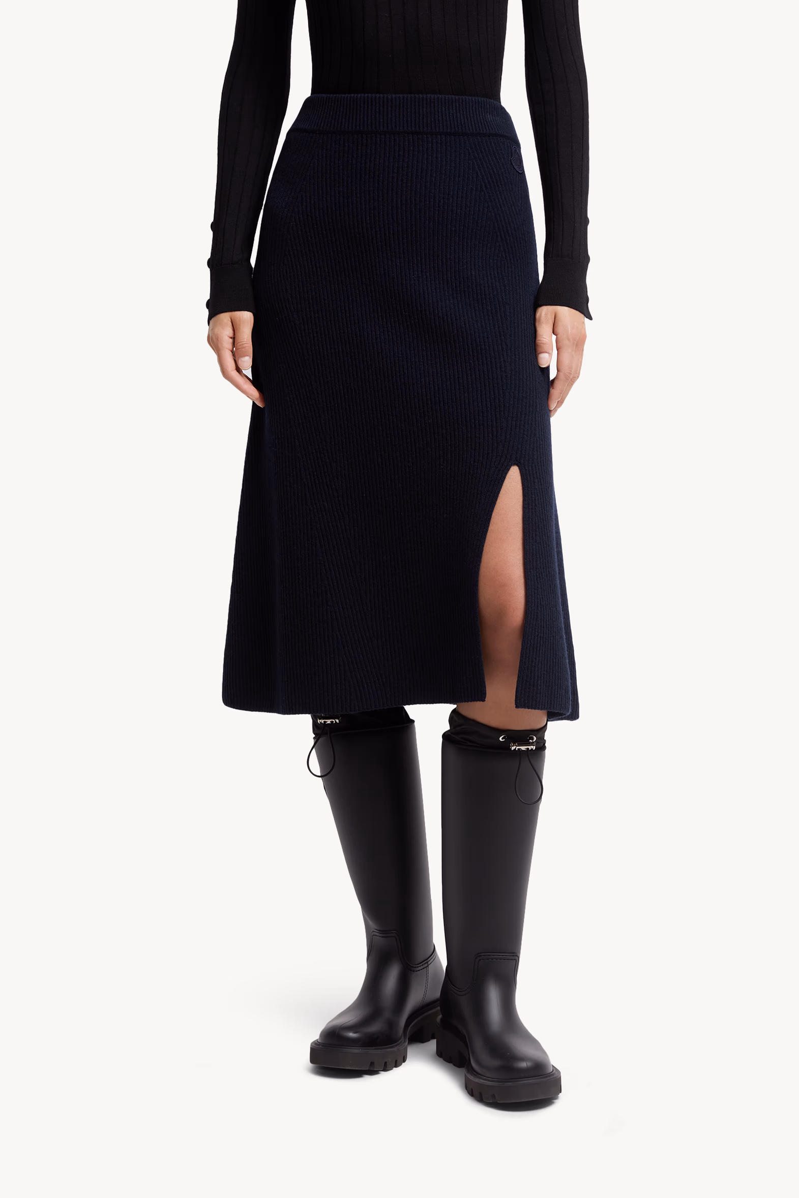 Falda midi de lana y cachemira Mujer Azul oscuro Moncler 3